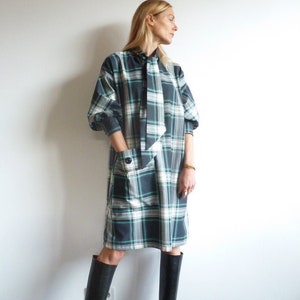 Marineblaues Canvas-Kleid aus Tartan aus Lavallère ALOÏSE Bild 1