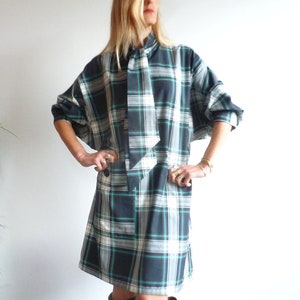 Marineblaues Canvas-Kleid aus Tartan aus Lavallère ALOÏSE Bild 6