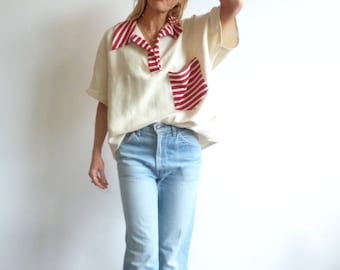 MARGOT ivory cotton and linen blouse / smock
