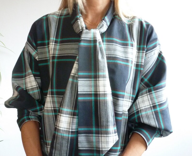 Marineblaues Canvas-Kleid aus Tartan aus Lavallère ALOÏSE Bild 7