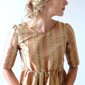 Robe en soie or et cuivre à taille haute OPHELIE image 3