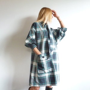 Marineblaues Canvas-Kleid aus Tartan aus Lavallère ALOÏSE Bild 5