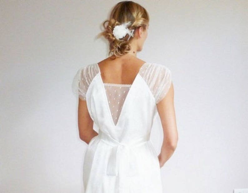 Robe de mariée en tulle plumetis et satin avec son jupon MELUSINE image 3