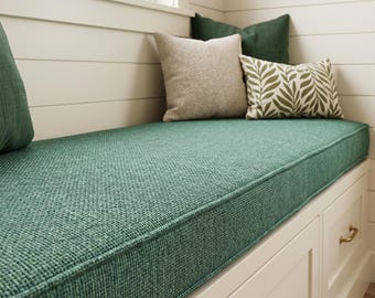 Customisable Indoor Bench Cushion 2"-3" Thick Linen Window Seat Cushion Non Fading Bench Cushion Gift for Her