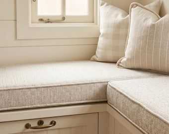 Customisable Indoor Bench Cushion 3" Neutral Cushion Thick Cotton Linen Window Seat Cushion Non Fading Bench Cushion Gift for Her