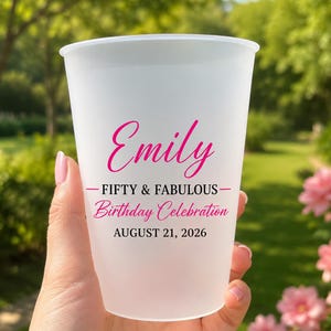 Personalized Birthday Frosted Cups, Custom Age Birthday Party Cups, Milestone Birthday Favors, Cocktail Hour Drinkware