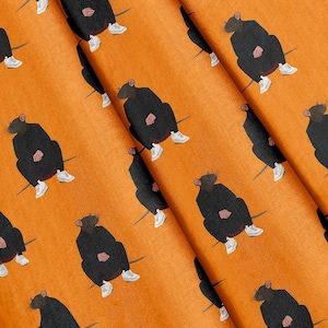 Meterware, Muster „Ratte Black Clothing“, Polyester, 147 cm breit, zum Basteln, Nähen, Polstern und für Bekleidung