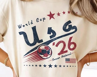 Retro USA Soccer World Comfort Colors Shirt, 90s Soccer Team World Graphic Tee