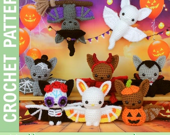 Halloween party bats amigurumi crochet pattern