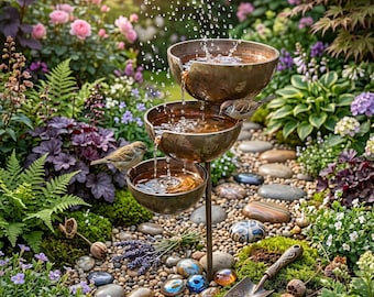 雨水収集器付きガーデンステーク、金属製バードバス、庭用ミツバチ用バス、蝶の餌やり器、錆びたガーデンデコレーション、庭用噴水