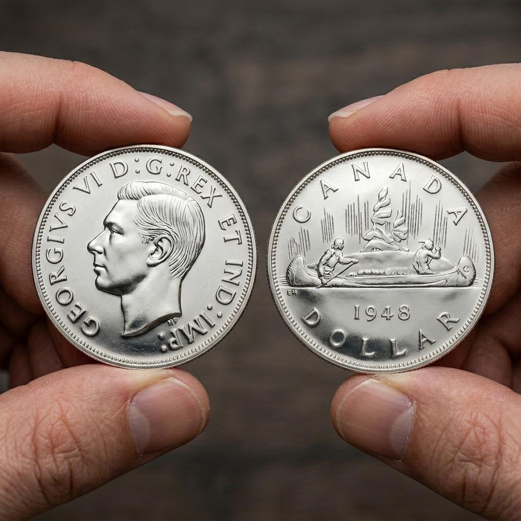 【美品】カナダドル　セント　銀貨　アンティーク Canadian coins 1948 silver dollar - Etsy 日本