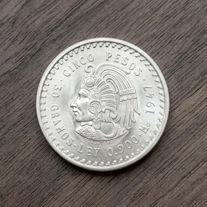 1947 mexikansk Cuauhtémoc 5 pesos, antikt mexikanskt aztekiskt mynt, mexikansk örn silvermynt för samlare, sällsynt minnesmyntsamling