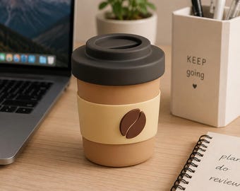 Dispensador de água reutilizável e fofo em formato de xícara de café para escritório | Decoração de xícara de café impressa em 3D | Acessório de mesa kawaii | Presente para amantes de café