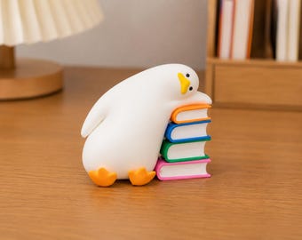 Tired Duck "I'm Done" Desk Figurine – Cute tired duck figurine, funny desk decoration for students, office gift for exhausted people