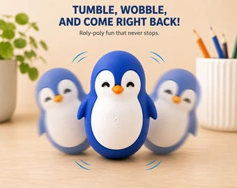 Penguin Roly Poly Toy, Wobble Penguin Toy, Montessori Baby Toy, Sensory Penguin Toy, Toddler Balance Toy, Cute Penguin Gift, Nursery Toy