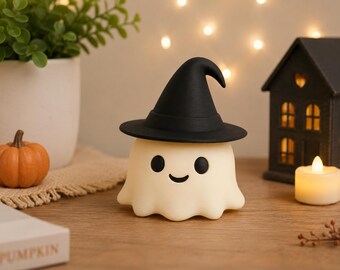 Décoration de chapeau de sorcière fantôme mignon, figurine fantôme d'Halloween, décoration de bureau kawaii, ornement d'étagère mignon effrayant, cadeau pour les amateurs d'Halloween