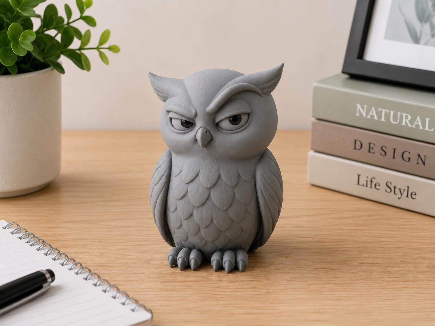 Cute Owl Figurine Desk Decor, Owl Statue Home Decoration, Wise Owl Ornament, Office Desk Accent, Boo
