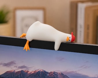 Décoration d'écran tête de canard endormie, jolie décoration de bureau, compagnon d'écran d'ordinateur, adorable décoration de bureau, accessoire de bureau.