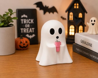 Jolie figurine fantôme, décoration de bureau d'Halloween, adorable figurine effrayante, décoration de chambre de style gothique, cadeau pour les amateurs de café.