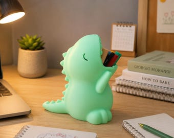 Organisateur de bureau dinosaure mignon, porte-stylo imprimé en 3D, pot à crayons dinosaure kawaii, rangement de bureau pour bureau et bureau, cadeau déco pour chambre d'enfant