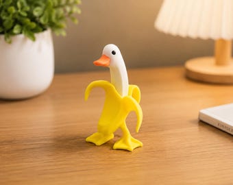 Funny Banana Duck Figurine, Cute Banana Peel Goose Decor, Whimsical Desk Companion, 3D Printed Animal Sculpture Gift
