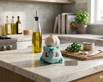 Bulbasaur Garlic Holder | Cute Kitchen Decor | Cartoon Inspired Garlic Keeper | Kawaii Countertop Organizer | Funny Cooking Gift