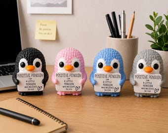 Décoration de bureau positive pingouin | Figurine motivante de pingouin | Joli accessoire de bureau | Cadeau pingouin inspirant | Décoration d'espace de travail