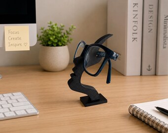 Modern Eyeglass Holder Stand | Face Sculpture Glasses Holder | Minimalist Desk Organizer | Eyewear Display Stand | Unique Gift