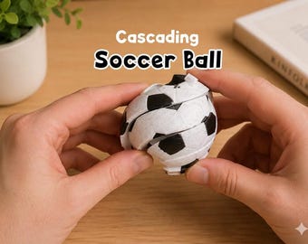 3D Printed Cascading Soccer Ball – Kinetic Football Fidget Toy, Transforming Sports Puzzle, Sports Fan Gift