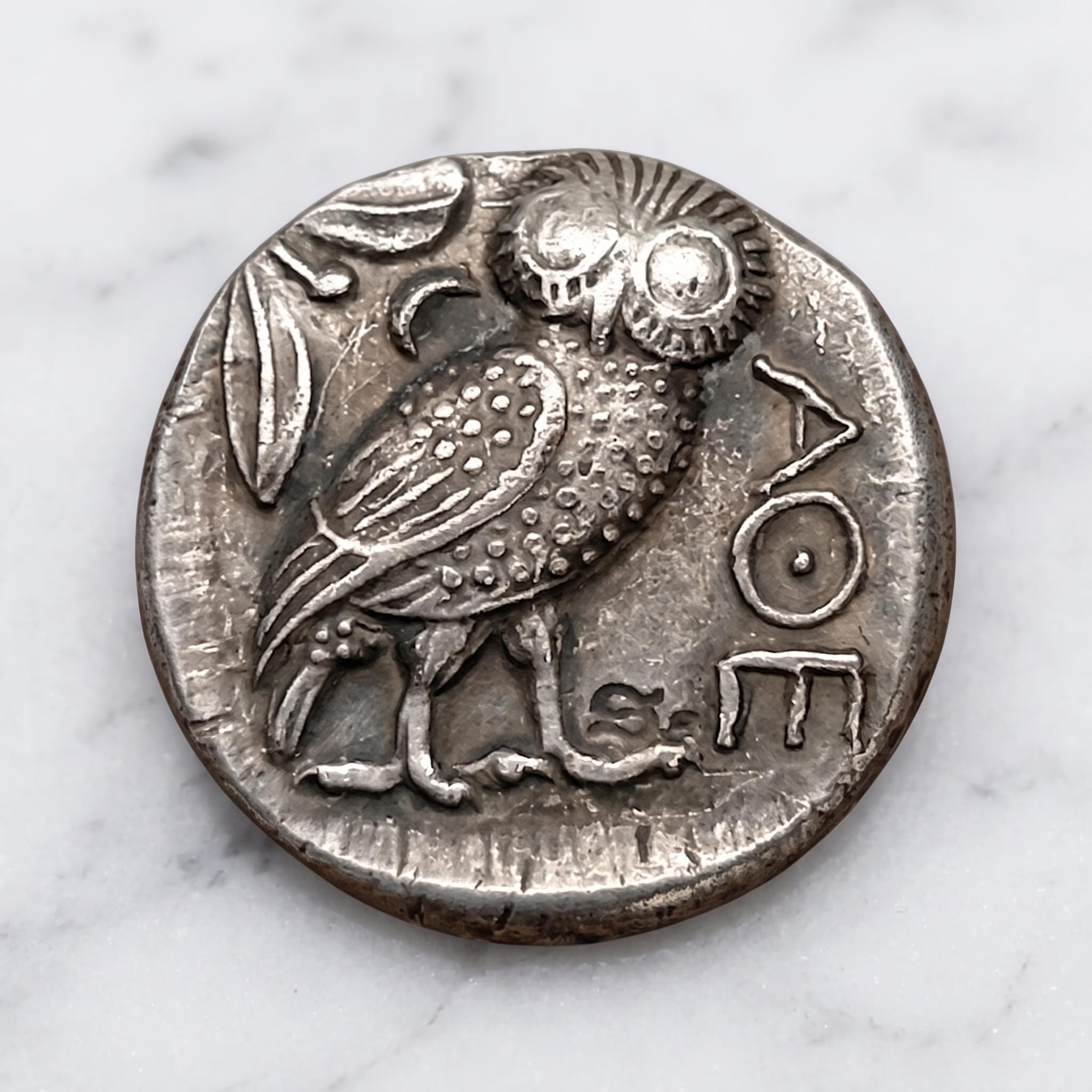 Ancient Greek Athenian Owl Coin, Athena Owl Tetradrachm Replica, Greek Mythology Coin, Ancient Athen