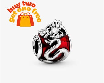 Mulan Dragon Charm,925 Sterling Silver Charm Bracelet Compatible with Pandora for Girls Gift
