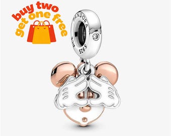 Dubbele bedel muis muis, 925 sterlingzilveren bedelarmband compatibel met cadeau Pandora voor meisjes