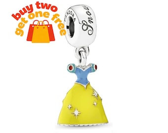 Snow White'S Dress Pendant Charm,925 Sterling Silver Charm Bracelet Compatible with Pandora for Girls Gift