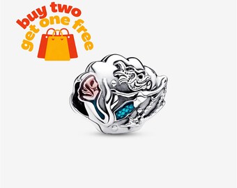 The Little Mermaid Seashell Charm,925 Sterling Silver Charm Bracelet Compatible with Pandora for Girls Gift
