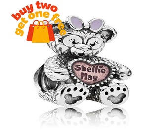 ShellieMay the Bear Charm,925 Sterling Silver Charm Bracelet Compatible with Pandora for Girls Gift