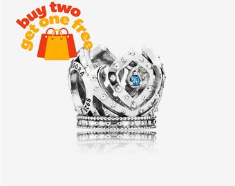 Elsa crown openwork silver charm,925 Sterling Silver Charm Bracelet Compatible with Pandora for Girls Gift