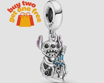 Hangende hanger Lilo Castle,925 sterlingzilveren bedelarmband compatibel met cadeau Pandora voor meisjes