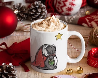 Christmas Mug with Cat - Christmas Coffee Mug with Cat - 11 oz Christmas Cat Mug