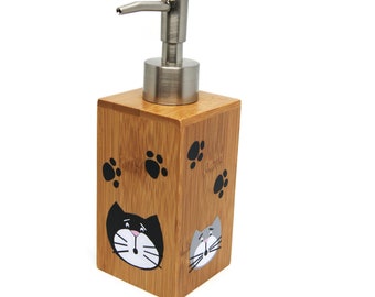 Soap dispenser with cats - Hydroalcoholic gel dispenser - Refillable dispenser - Cat lover gift