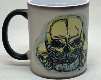 Magic mug with skull - Black and white skull mug - Mug with skull - Gift mug for men