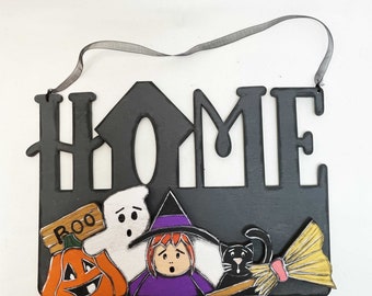 Plaque de porte HOME interchangeable - Plaque de porte rentrée des classes - Plaque de porte Citrouilles - Plaque de porte Halloween