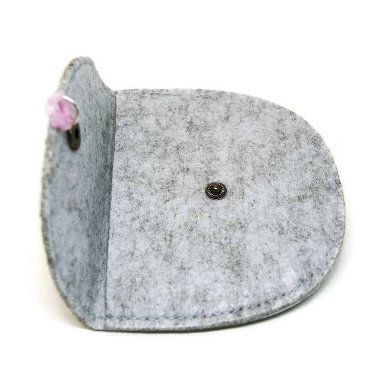 Purse with name Customizable wallet with cat/'s head Felt pouch with name and snap closure Cat lover gift