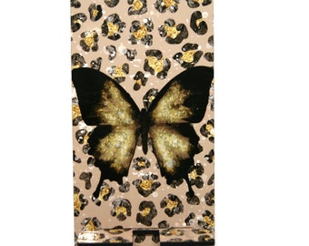 Leopard butterfly phone holder - Leopard phone holder - Mobile phone docking station with butterfly