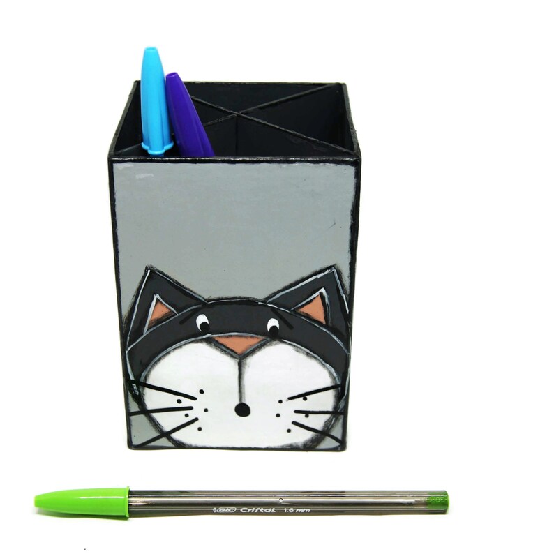 Pencil Holder With Cats Pencil Box With Cats Pot Makeup Etsy