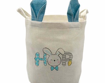 Bag with rabbit and blue bunny ears