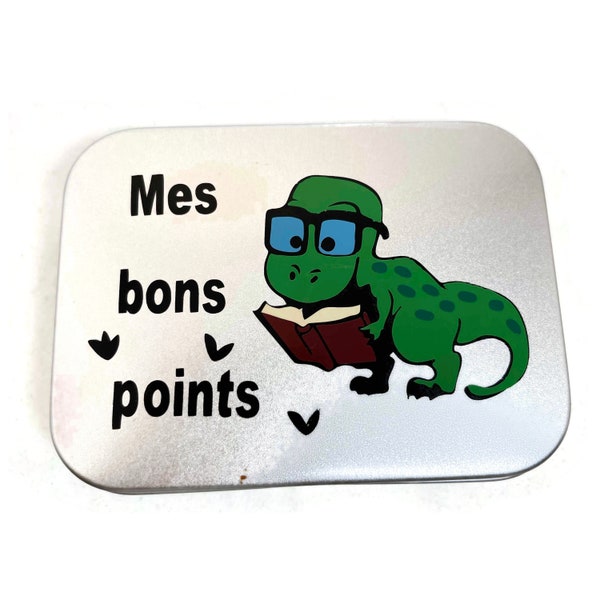 Boite à bons points dinosaure - Boite pour les bons points - Boite métal avec dinosaure