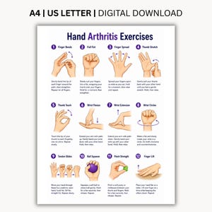 Handartritisoefeningen afdrukbare pdf | Oefening vinger- en handmobiliteit | Artritisvriendelijke handrekgrafiek | 12 handoefeningen