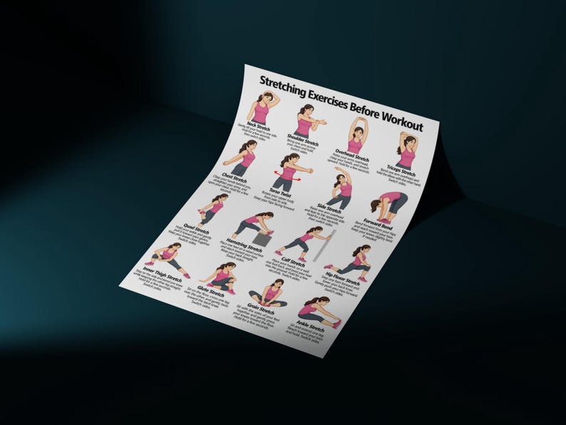 Static Stretch Routine Stretching Exercises Before Workout Printable PDF, 16 Illustrated ...