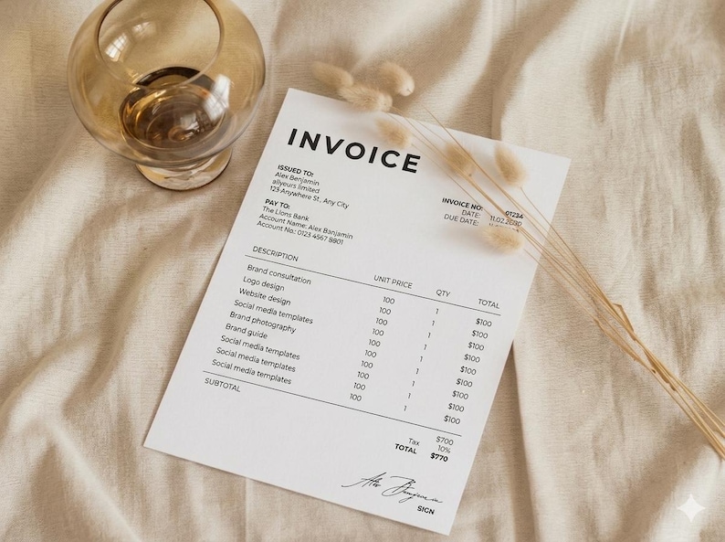 Invoice Template US Letter – Fillable PDF & Editable Canva Template ...