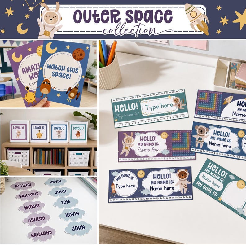 Pacote de Decoração para Sala de Aula com Tema Espacial, Conjunto de Impressões do Espaço Sideral, Download para Professores, Pôsteres de Estrelas para Sala de Aula, Materiais de Gestão Escolar SE1 imagem 8